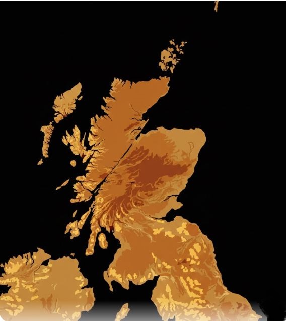 Topographic map of Scotland